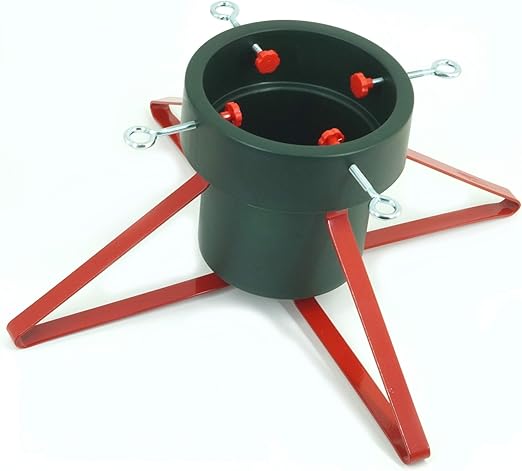 Classic Christmas Tree Stand Base Holder With Water Tank Traditional Green Red Design With Metal Legs Amazon Co Uk Kitchen Home