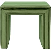 HomePop Modern Channel Tufted Velvet Ottoman|Homepop Home Décor|Ottoman for Living Room & Bedroom - Green