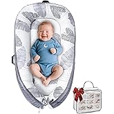 Baby Lounger, Baby Lounger for Newborn 0-24 Months, Premium Soft & Breathable Infant Lounger, Pure Cotton Baby Nest for Boys & Girls, Portable Newborn Lounger for Travel and Home.