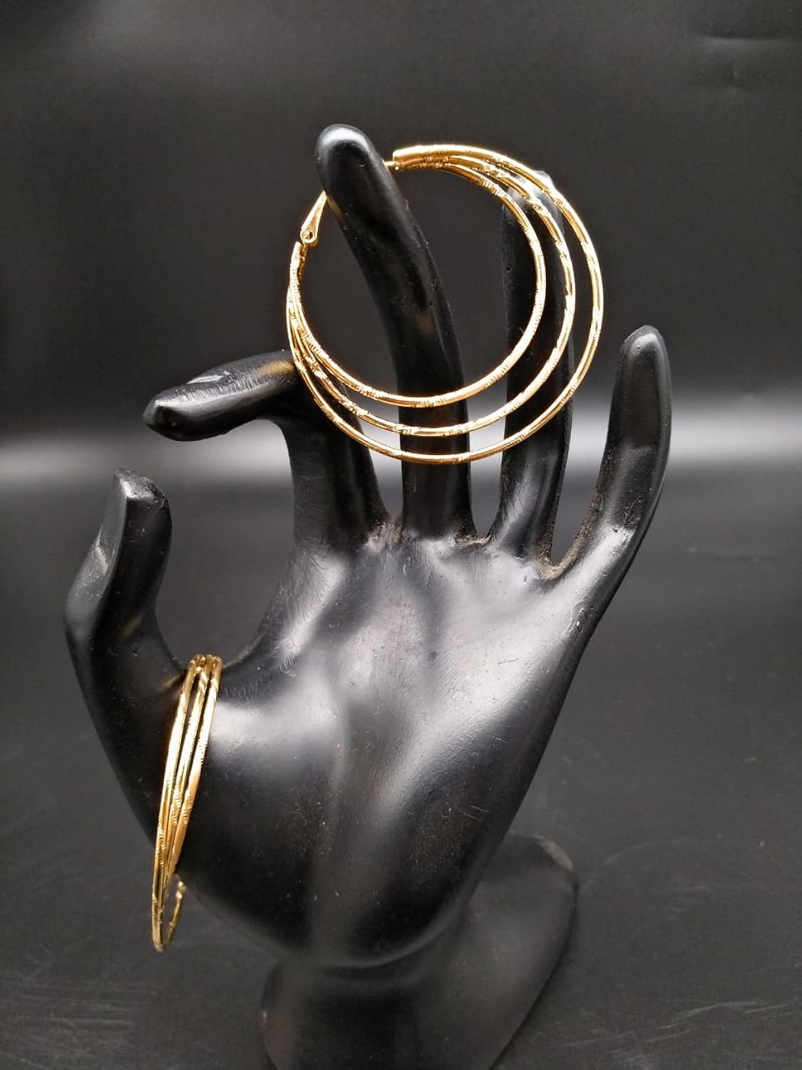 satyam kraft 3 layered golden hoop earring for women