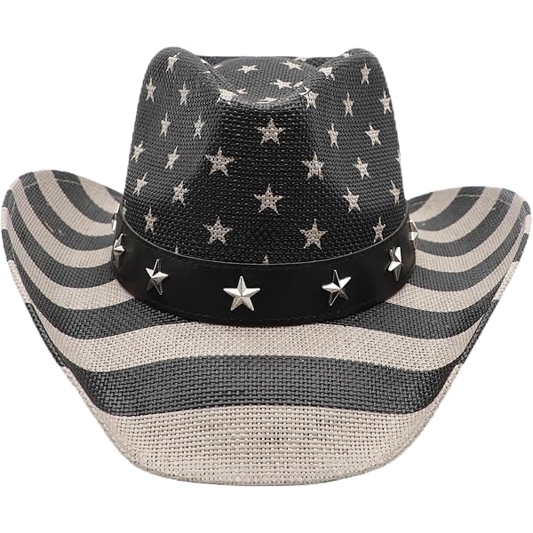 Old Stone Straw Cowboy Cowgirl Hat for Men Women Wide Brim 