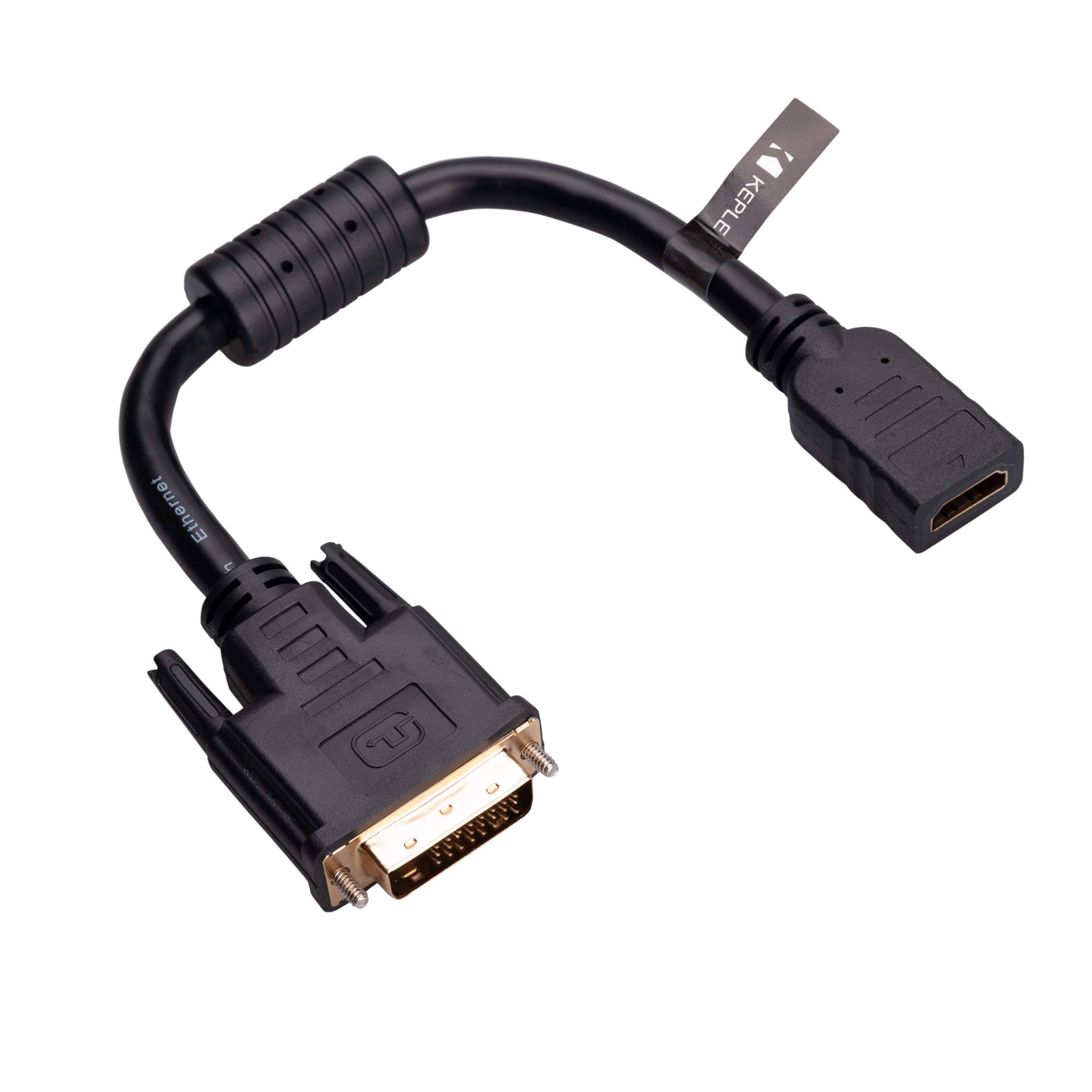 Keple HDMI to DVI Adapter Cable Size 15cm (DVI-D Dual Link 24+1) HDMI Female to DVI Male Adaptor with Gold-Plated Connector 1080P Full HD Converter