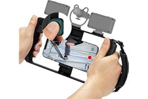 KIWIFOTOS [Wireless Control] Video Rig for iPhone, Smartphone Filming Rig with Wrist Strap, Phone Cage with Triple Cold Shoe Mount,Cell Phone Rig for 15 14 13 12 11 Pro Max Mini,Galaxy 23 and Android Smartphone
