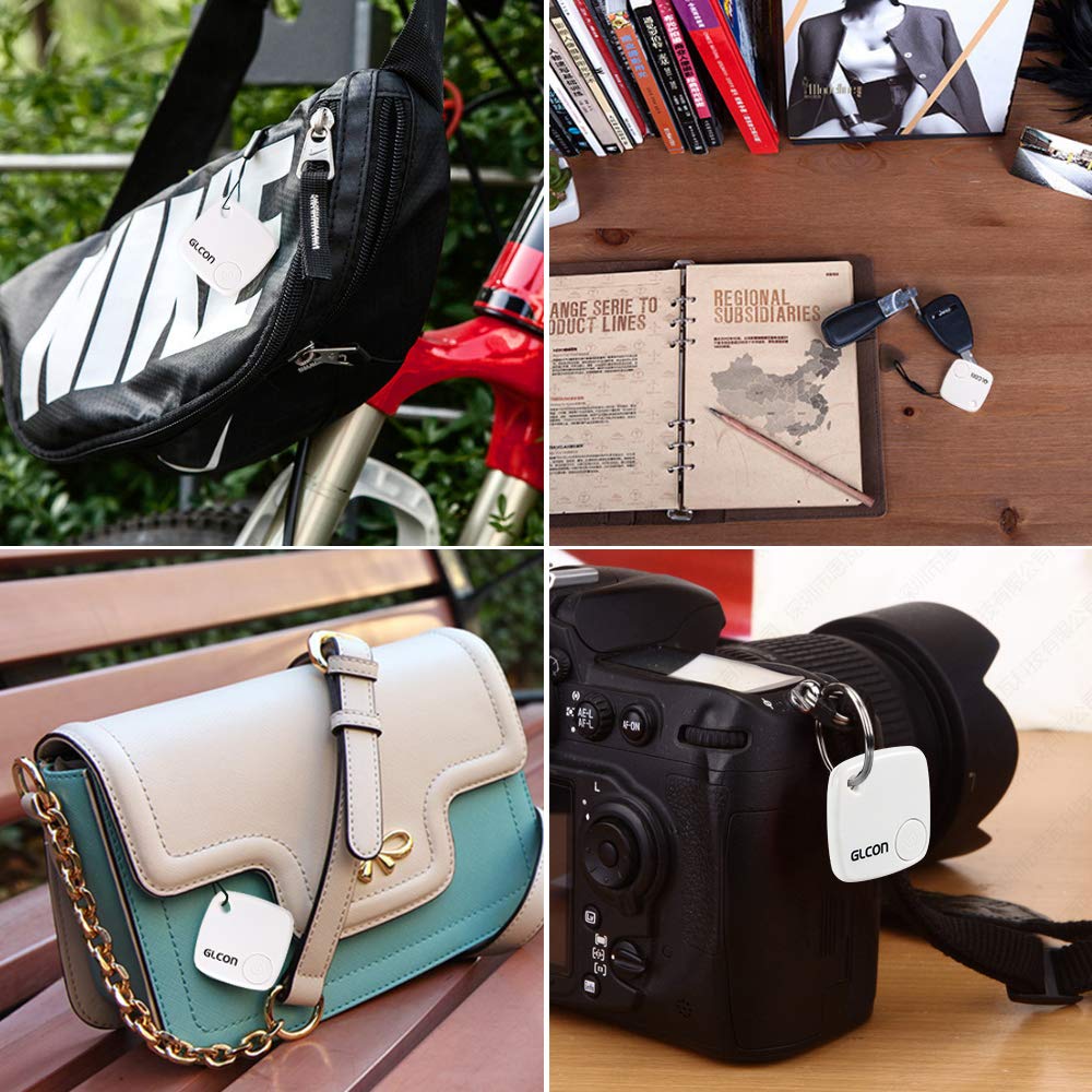 Bluetooth Key Finder - Key Locator Tracker Device with App Control for iPhone, Slim Wallet Bag Luggage Tracker - Compatible with iOS Android(Replaceable Battery Included)