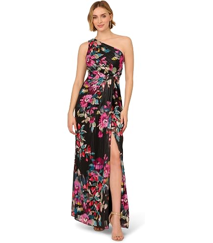 Adrianna Papell Women's One Shoulder Jacquard Dress