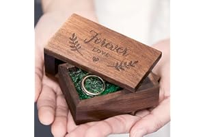 AW BRIDAL Ring Bearer Box Wedding Ring Box Walnut Wood Engagement Ring Box Wedding Ring Holder Gift for Wedding Ceremony Prop