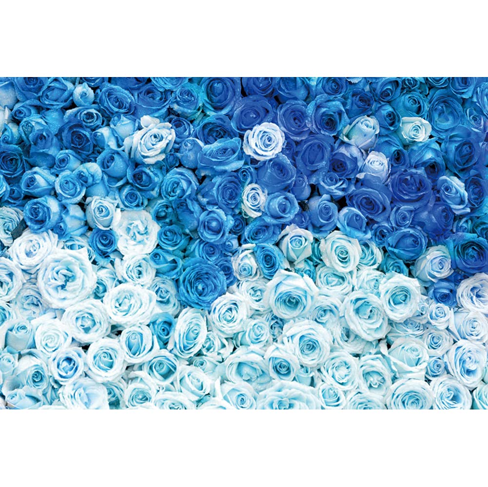 8x6ft Blue Rose Flower Wall Photography Background White Rose