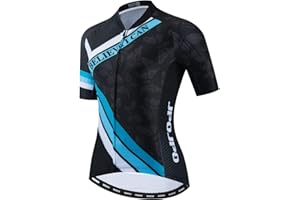 Cycling Jersey Women, Bike Short Sleeve Bicycle Shirt Tops with 4 Pockets Reflective S-3XL