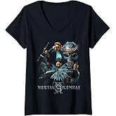 Women's Mortal Kombat 2 Duotone Fighters V-Neck T-Shirt
