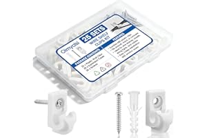 OIMYALSI 25 Sets Wire Shelf Clips, Down Wall Clips with Screws & Anchors - Plastic Heavy Duty Wall Clips for Closet Shelf Brackets, Wire Shelving Accessories (White)