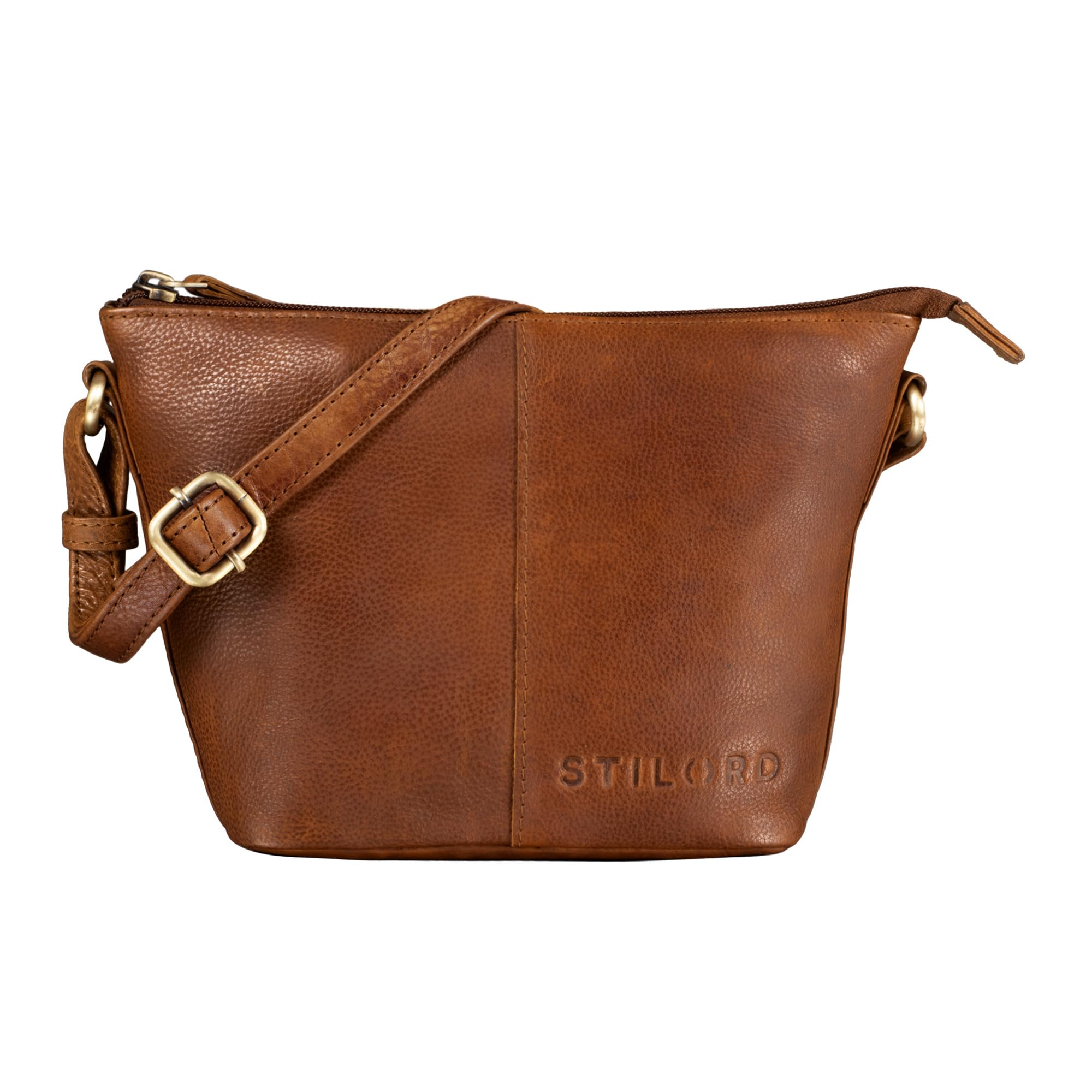 STILORD "Leila" Mini Leather Handbags for Ladies Vintage Shoulder Bag Small for Festival Disco Party XS Modern Crossbody Bag Women Genuine Leather Colour:Texas - Brown