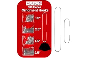 ALAZCO 300 Silver Christmas Holiday Ornament Hooks Hanger Sturdy Metal Wire for All The Holiday Ornaments & Decorations Hanging on Tree Garlands & Wreaths