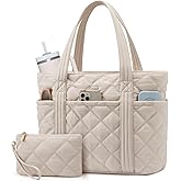 LOVEVOOK Puffer Tote Bag for Women, Puffy Work Handbag, Travel Shoulder Carry On Bag with Zipper for Teacher Nurse Gym