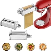 GVODE 3Pcs Pasta Attachment for KitchenAid Stand Mixer, 304 Stainless Steel | Pasta Maker Attachment Set with Pasta Roller, S