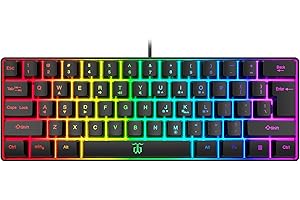 Snpurdiri 60% Wired Gaming Keyboard, RGB Backlit Ultra-Compact Mini Keyboard, Waterproof Small Compact 61 Keys Keyboard for P