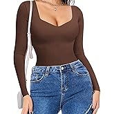 Avidlove Long Sleeve Bodysuits for Women Sexy Sweetheart Neck Going Out Outfits Double Lined Bodysuit