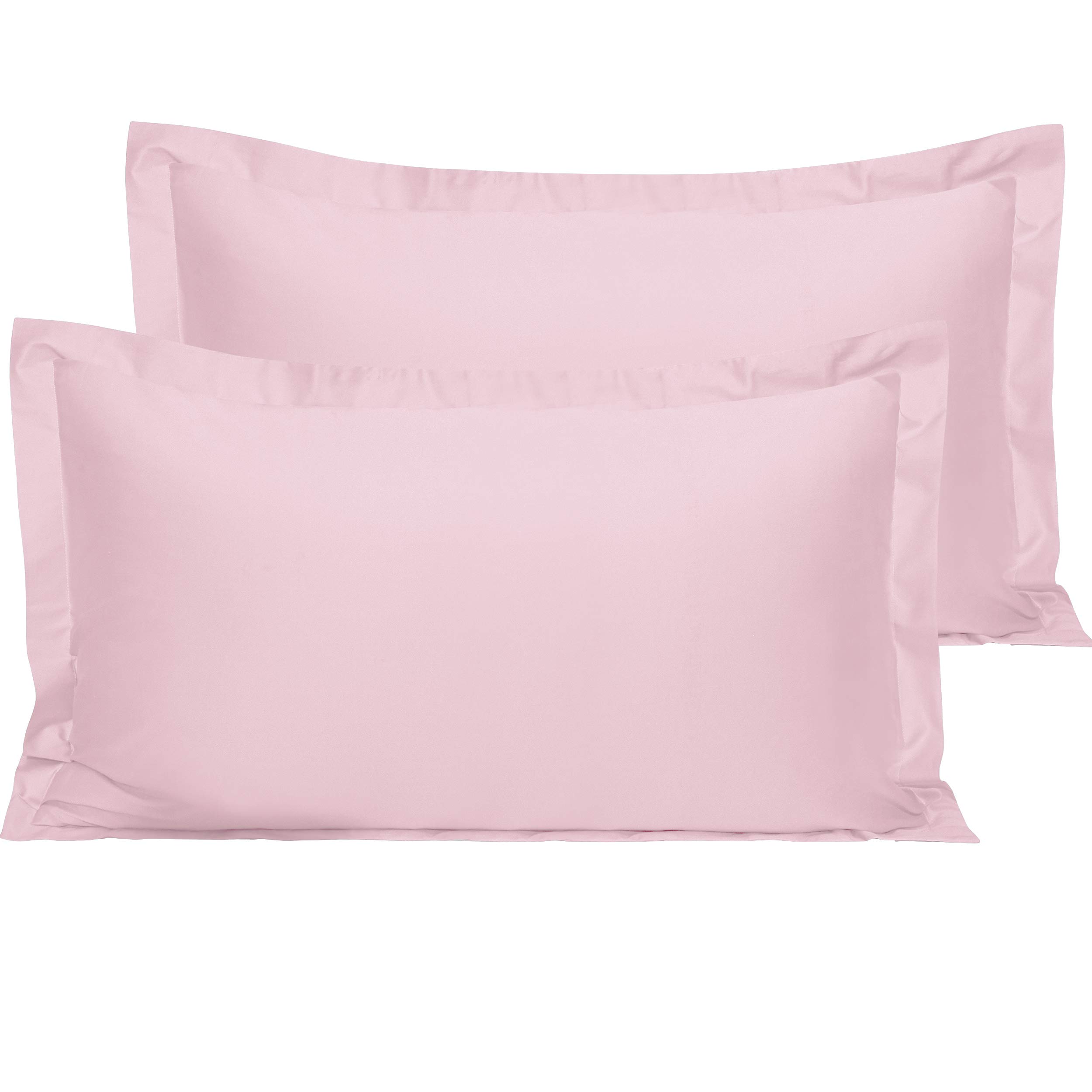 NTBAY 2 Pack 500 Thread Count 100% Egyptian Cotton Oxford Pillowcases, Super Soft and Breathable Euro King Pillow Cases | Hotel Quality Pillow Shams, 50x90 cm, Pink