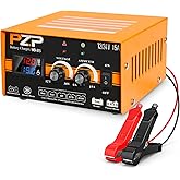 12V 24V Manual Battery Charger Maintainer, 0 to 15A Arbitrarily Adjustable Car Battery Trickle Charger, Battery Desulfator with Repair, Winter Mode, Suitable for AGM Gel Deep Cycle Truck RV ATV