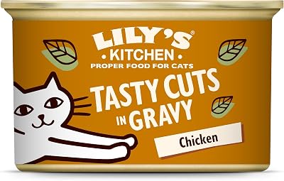 Lily's Kitchen Natural Adult Wet Cat Food Tin Chicken Tasty Cuts in Gravy 24 x