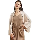 Huralona Women's Open Front Cashmere Shawl Wrap Scarf with Sleeves Outer Warm Knitted Poncho Cape Fall Winter