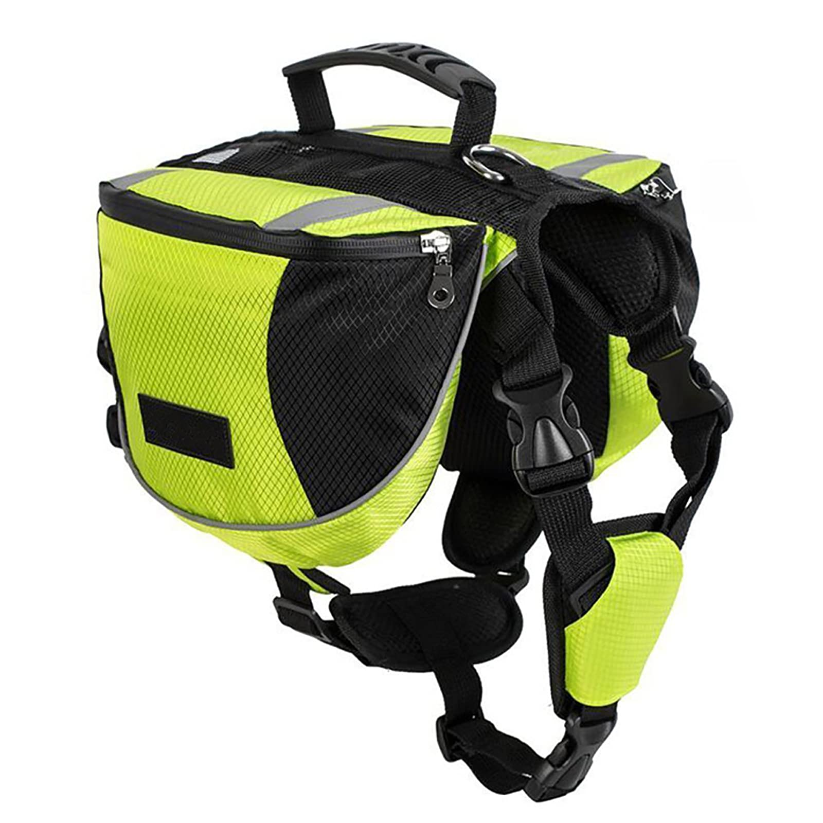 Lifeunion Polyester Dog Saddlebags Pack Hound Travel Camping Hiking Backpack Saddle Bag for Small Medium Large Dogs (Neon Green,M)