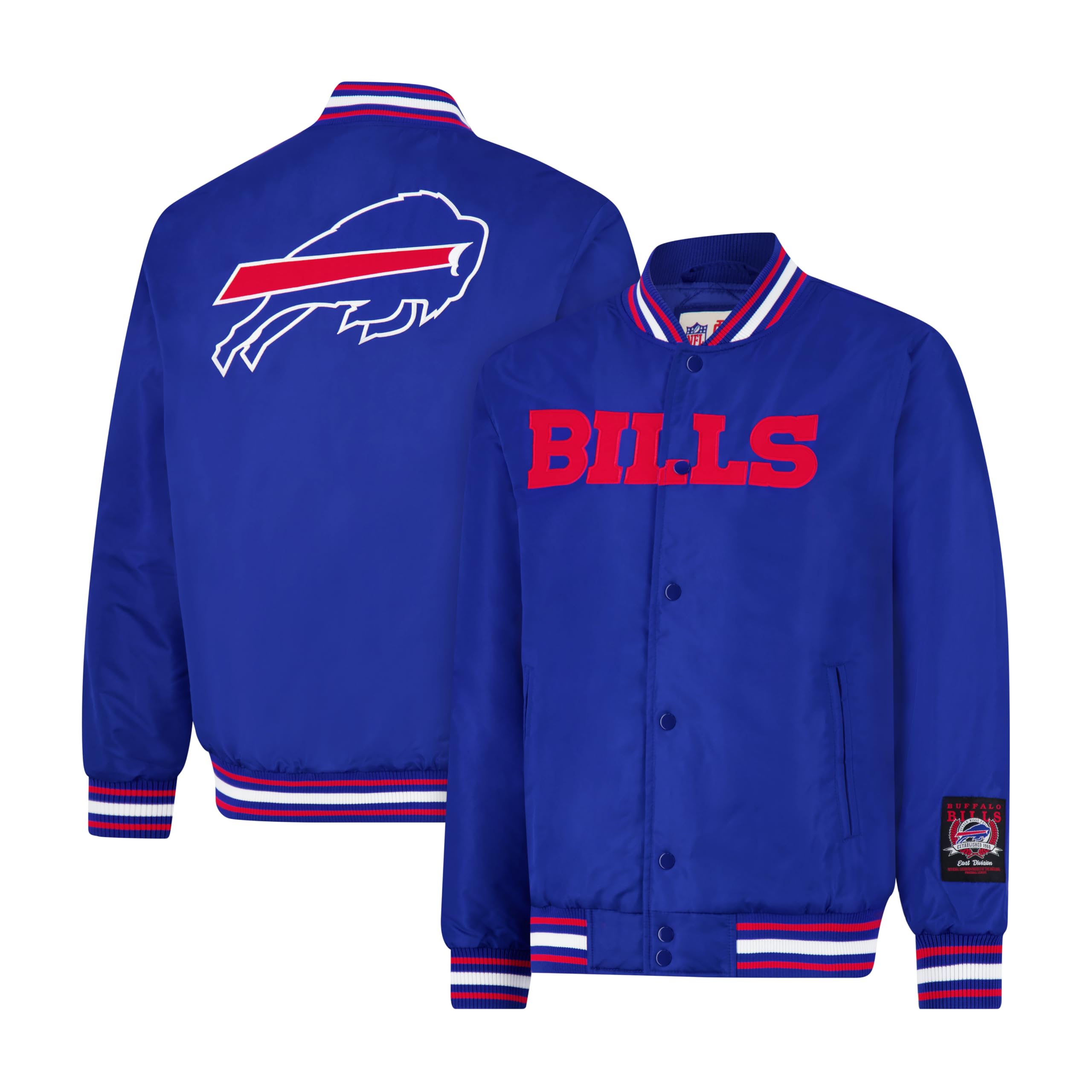 Ultra Game Adults NFL Official Smashing Records Satin Jacket, Buffalo Bills, Team Color, Medium Image