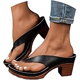 GHTYDD Women's Orthopedic Wedge Sandals 2026,Arch Support Chunky Heel Flip Flops,Dressy Slip-On Open Toe Thong Sandals for Wedding,Party,Casual,Beach