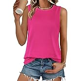 JOELLYUS Womens Tank Tops Summer Casual Crew Neck Sleeveless Top Loose Fit Basic Tunic Shirts