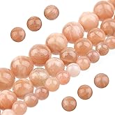 Filluck Natural Stone Beads Sunstone 8mm Polished Round Smooth Gemstone Beads for Jewelry Making Adults 15 Inch(Sunstone,8mm)