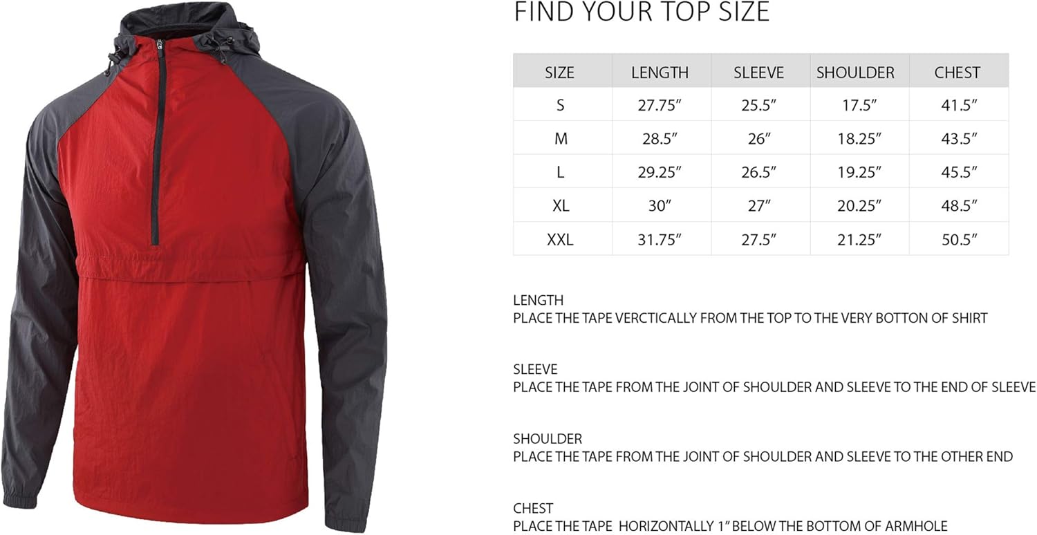 KNQR Men's Lightweight Zip Waterproof Anorak Windbreaker Jackets Active Hoodies: Clothing