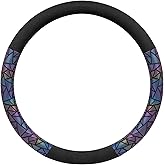 BDK Geometric Prism Sparkle Glitter Steering Wheel Cover - Car Steering Wheel Cover for Women with Shiny Holo Bling Accents, Fits Most Car Truck Van SUV Wheel Sizes 14.5 to 15 inch