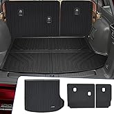 Cargo Mat with Backrest Protection for 2022-2025 Jeep Grand Cherokee,TPE All Weather Protection Cargo Liner with Velcro Rear Seats Backrest car Accessories-Black