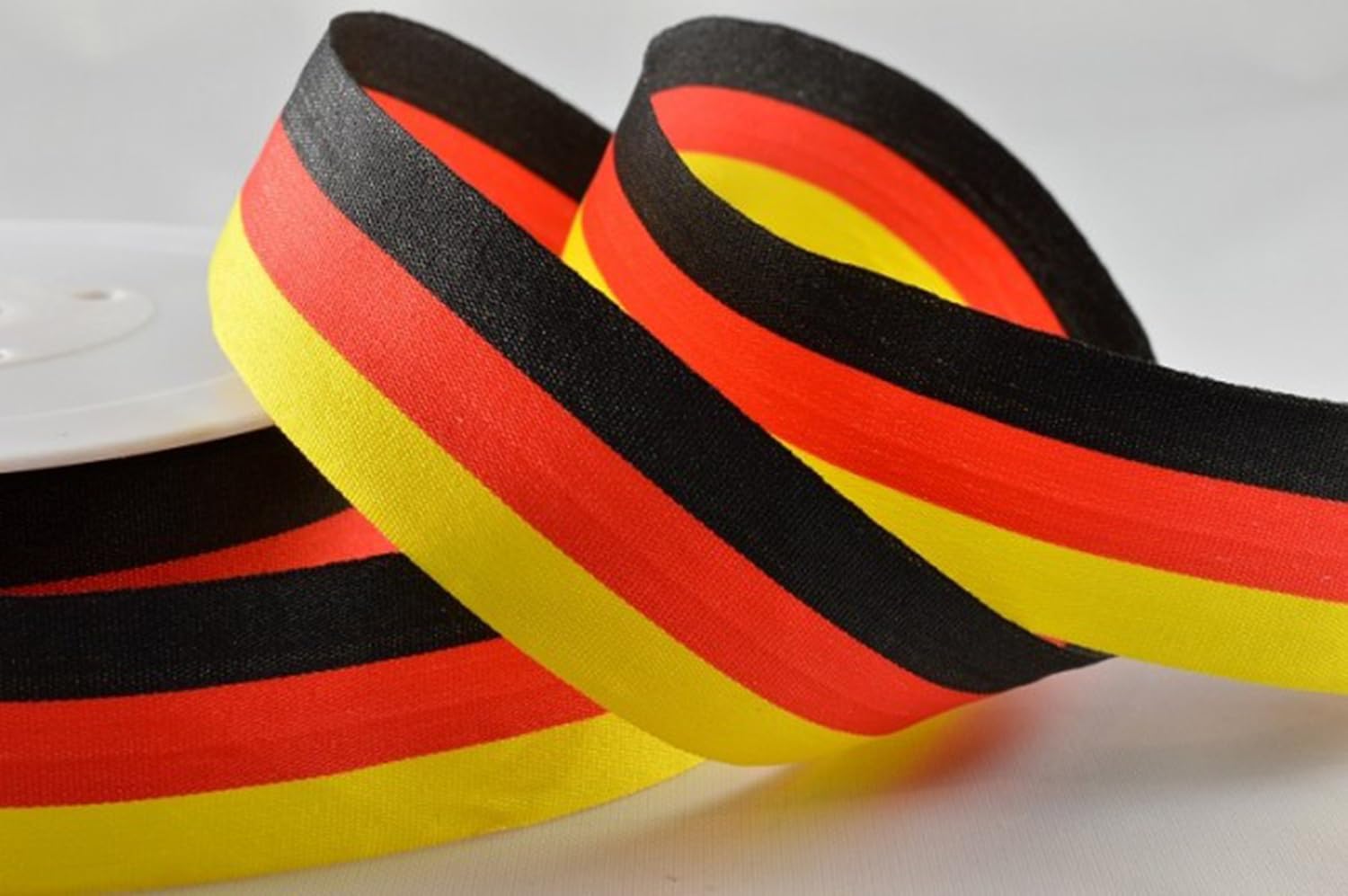 German flag colours striped ribbon (tricolour) Black/red/yellow 25mm x