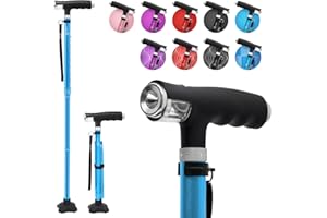 BeneCane Walking Cane for Women Folding Cane for Men with Two Led Lights Quad Cane with Stable Base Lightweight and Adjustable Walking Stick