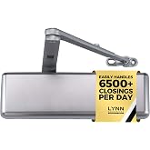 LYNN HARDWARE Extra Heavy Duty Commercial Door Closer, Closing Delay Timer | Contractors Choice, Speed &amp; Force Adjustments, Automatic Door Closer, 3 Mounting Options, 3 Hour Fire Rated (DC9016 Silver)