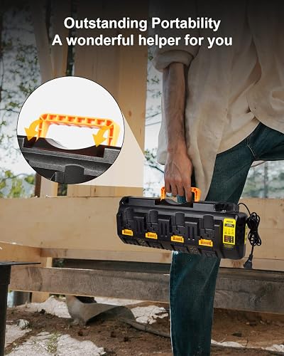 4-Port Rapid Charger For Dewalt 12V/20V Max Batteries – Replacement For DCB104, Charges 4 Batteries At Once, Wall-Mountable