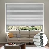 Uilvffo Cordless Cellular Shades for Windows, Blackout White, 48" W x 48" H | 1.5 inch Cell Pleated Honeycomb Blinds, Pull Down, Blackout Cellular Shades for Windows, Bedroom, Home Office, Living Room