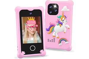 FKATEEN Kids Smart Phone Toys，Unicorn Toys Phone for Girls Touchscreen Play Phone with Dual Camera Toddler Learning Toys Music Player Christmas Birthday Gifts for 3 4 5 6 7 Year Old Girls with SD Card