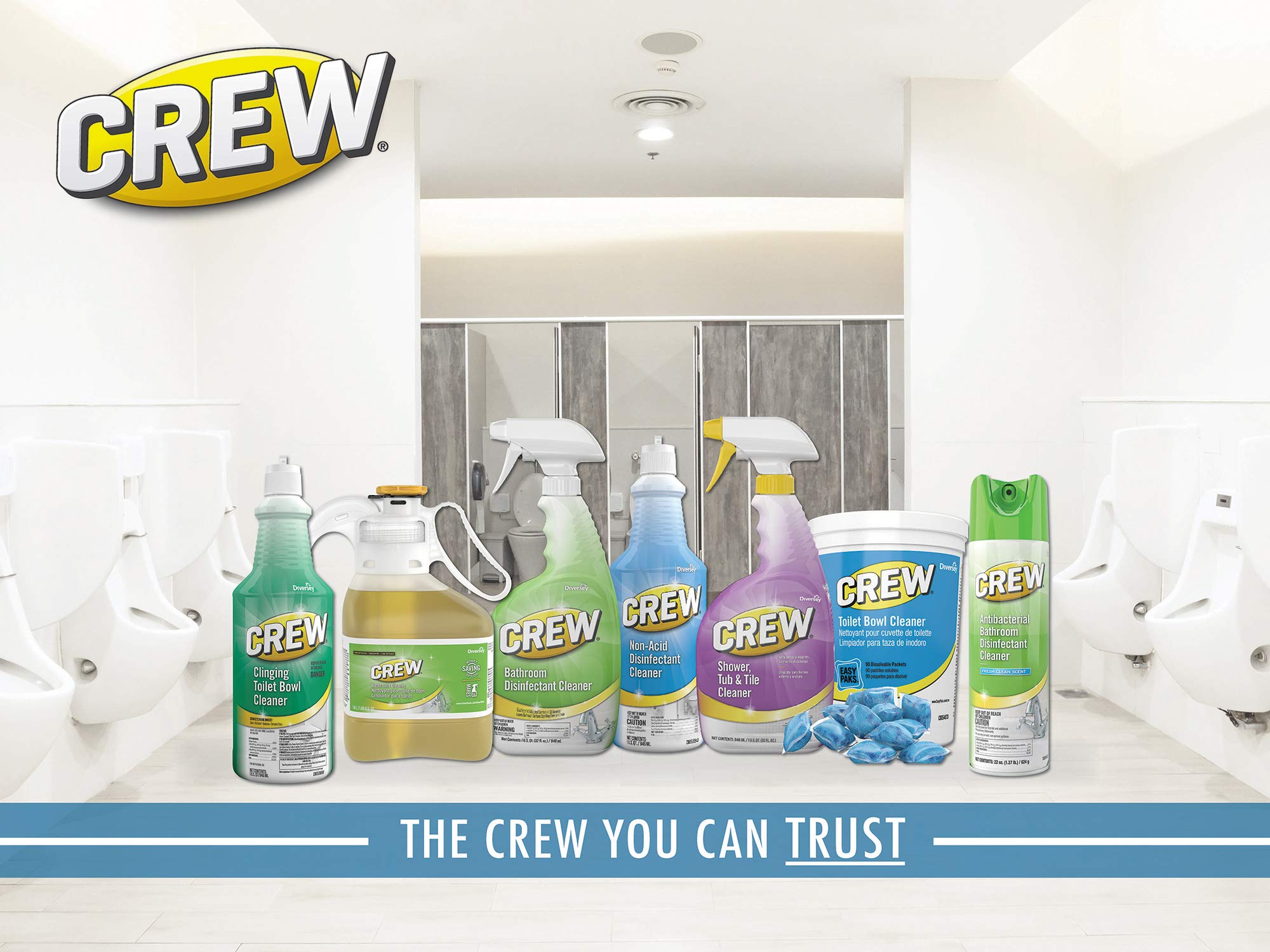 Diversey Crew Easy Paks Toilet Bowl Cleaner, 2 Tubs x 90 Dissolvable