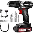 AVID POWER 20V MAX Lithium lon Cordless Drill, Power Drill Set with 3/8-Inch Keyless Chuck, Variable Speed, 16 Position and 22pcs Drill Bits (Black)