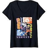 Women's Naruto Shippuden Naruto Sasuke Kanji Collage Anime V-Neck T-Shirt