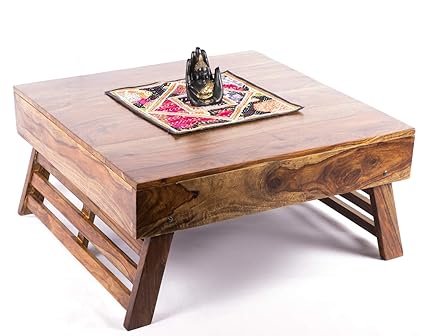 Ikiriya 100% Solid Sheesham Wood Coffee Table/Centre Table - Teak Finish