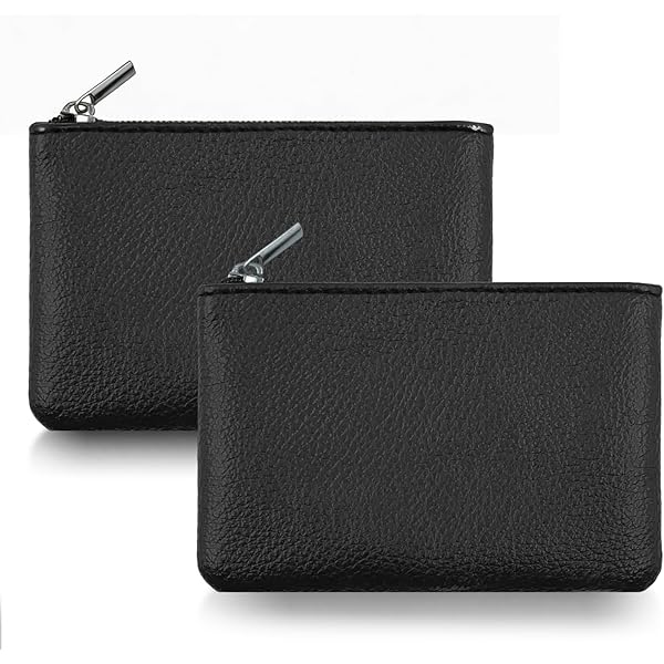 2 Pack Leather Zipper Coin Purse,Portable Change Wallet,Coin Pouch