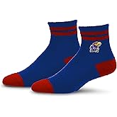 For Bare Feet NCAA KANSAS JAYHAWKS Cozy Two Stripe Quarter Sock Team Color OSFM