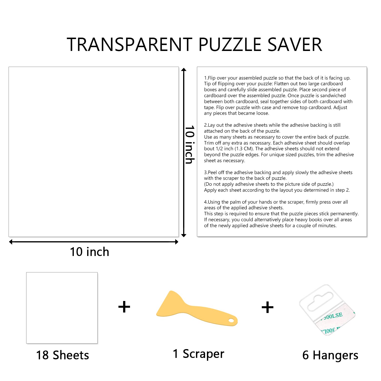 Preserve 3 X 1000 Puzzle Glue Sheets - 18 Peel and Stick Puzzle Saver Sheets, No Stress & No Mess