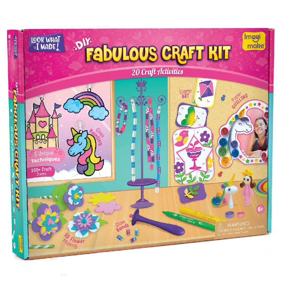 Imagimake Fabulous Craft Kit | 200+ Pieces, Creative Arts & Crafts for Kids | 20 Craft Activities | 5,6,7,8,9,10 Year Old Gift for Girls | Arts and Crafts for Kids | Art Set for Kids 6-12 — image 1