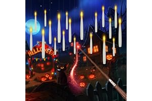 JMTONE Floating Candles with Wand,Christmas Decoration Magic Hanging Candles, Flickering Warm Light Flameless Floating LED Candle with Wand Remote Battery Operated Taper Candle Set for Theme Party