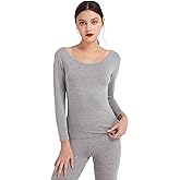 Mcilia Women's Ultrathin Modal Thermal Baselayer Top Scoop Neck Long Sleeve Undershirt
