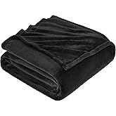 Hansleep Fleece Black Twin Blanket, Super Soft Flannel Fuzzy Plush Cozy Blanket for All Seasons, Black, Twin 60x80 Inches