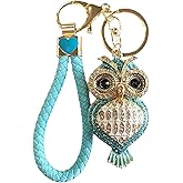 Sparkling Owl Crystal Keychain for Women – Cute Bling Rhinestone Pendant with Heart Wristlet, Car & Bag Charm, Birthday Gift